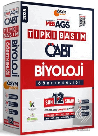 2025 MEB-AGS ÖABT Biyoloji Öğretmenliği ÖSYM Tıpkı Basım 12lİ Deneme P