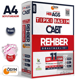 2025 MEB - AGS ÖABT Rehber Öğretmenliği ÖSYM Tıpkı Basım 11'li Deneme Paketi Dijital Çözümlü