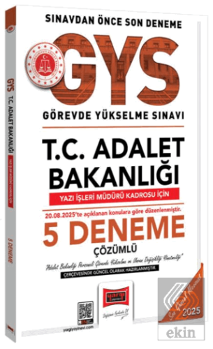 2025 T.C Adalet Bakanlığı Yazı İşleri Müdürü Kadrosu İçin 5 Deneme