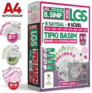 2026 8. Sınıf LGS Tıpkı Basım Çıkmış Soru 8+8 Deneme Paketi (Sayısal+S