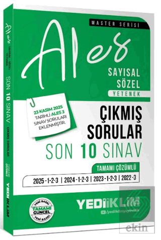 2026 ALES Sayısal Sözel Yetenek Tamamı Çözümlü Son 10 Sınav Çıkmış Sorular (23 Kasım 2025 ALES-3 Ekli)