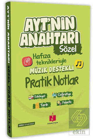 2026 AYTnin Anahtarı Sözel Tüm Dersler Tek Kitap Hafıza Teknikleriyle Müzik Destekli Pratik Notlar