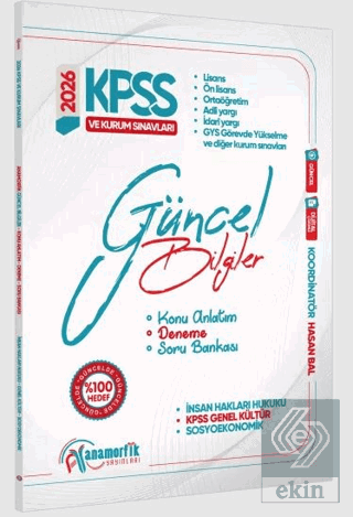 2026 Eylül KPSS Genel Kültür/Kurum Sınavları Güncel Bilgiler Konu Anla