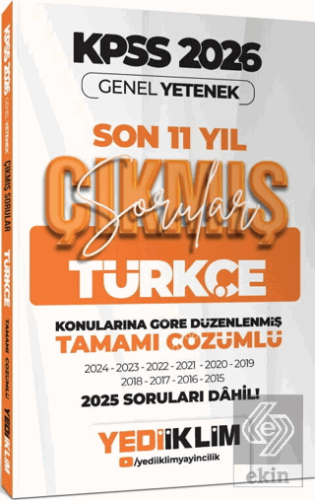 2026 KPSS Genel Yetenek Türkçe Konularına Göre Tamamı Çözümlü Son 11 Y