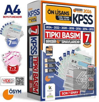 2026 KPSS Ön Lisans ÖSYM Çıkmış Soru Tıpkı Basım 7li Deneme Paketi Tür