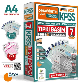 2026 KPSS Ortaöğretim-Lise ÖSYM Çıkmış Soru Tıpkı Basım 7li Deneme Paketi TG Dijital Çözümlü