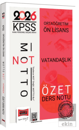 2026 KPSS Ortaöğretim Ön Lisans Motto Serisi Vatandaşlık Özet Ders Not