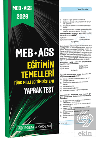 2026 MEB AGS Eğitimin Temelleri Türk Milli Eğitim Sistemi Yaprak Test