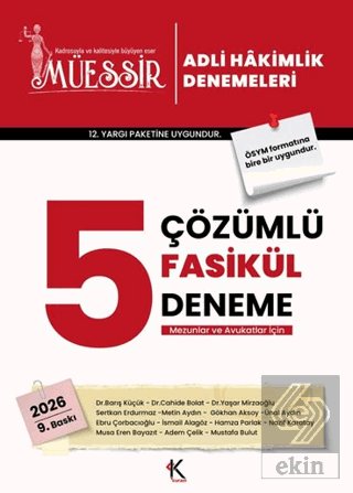 2026 Müessir Adli Hakimlik Çözümlü 5 Deneme Kolektif Kuram Kitap Satın