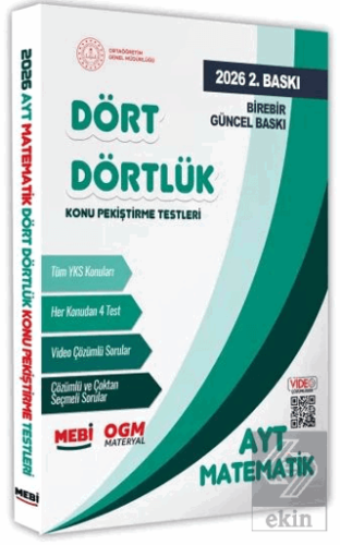 2026 YKS-AYT MEBİ-OGM Dört Dörtlük Matematik Pekiştirme Testi Soru Ban