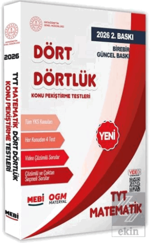 2026 YKS-TYT MEBİ-OGM Dört Dörtlük Matematik Pekiştirme Testi Soru Ban