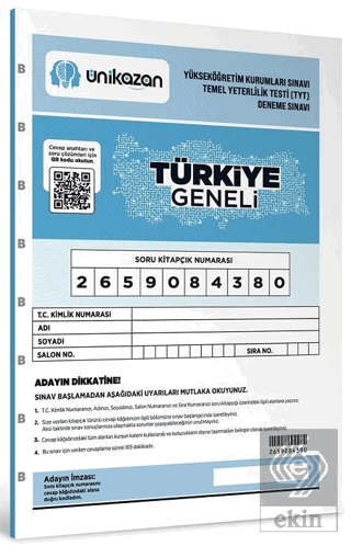 2026 YKS TYT Türkiye Geneli Ünikazan Deneme Sınavı Çözümlü