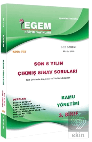 3. Sınıf 5. Yarıyıl Kamu Yönetimi Son 6 Yılın Çıkm