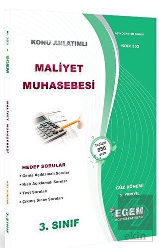 3. Sınıf 5. Yarıyıl Maliyet Muhasebesi Konu Anlatı