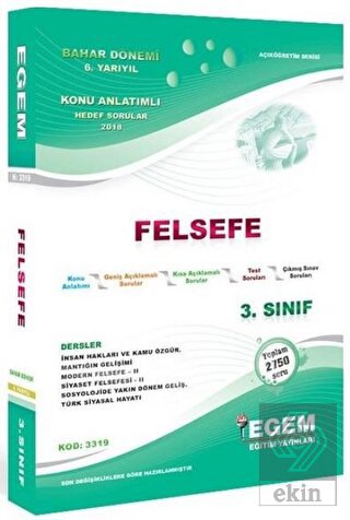 3.Sınıf 6.Yarıyıl Felsefe Bölümü Konu Anlatımlı
