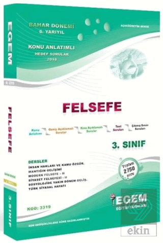 3.Sınıf 6.Yarıyıl Felsefe Bölümü Konu Anlatımlı