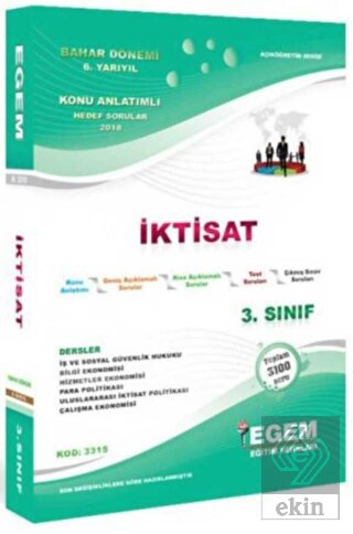 3. Sınıf 6. Yarıyıl İktisat Bahar Dönemi Konu Anla