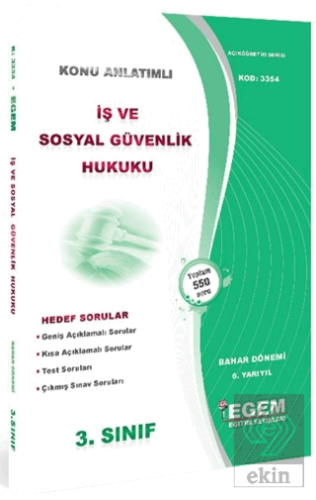 3. Sınıf 6. Yarıyıl İş ve Sosyal Güvenlik Hukuku