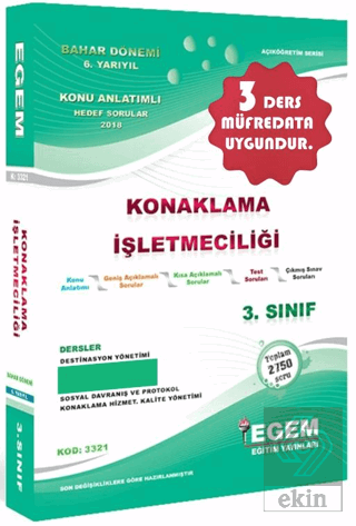 3. Sınıf 6. Yarıyıl Konaklama İşletmeciliği Konu A