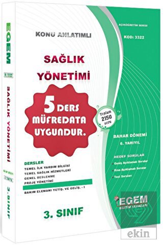 3. Sınıf 6. Yarıyıl Konu Anlatımlı Sağlık Yönetimi
