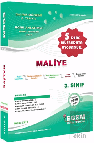 3. Sınıf 6. Yarıyıl Maliye Konu Anlatımlı Hedef So