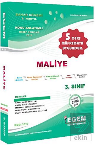3. Sınıf 6. Yarıyıl Maliye Konu Anlatımlı Hedef So