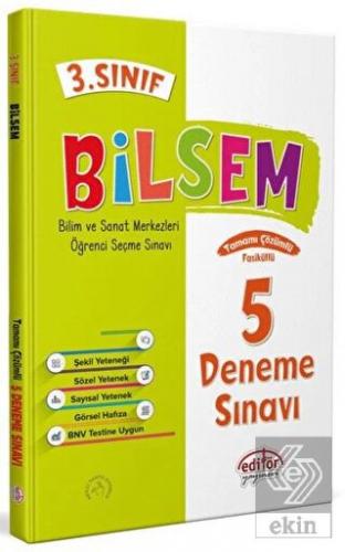 3. Sınıf Bilsem Çözümlü 5 Deneme Sınavı - Editör Y