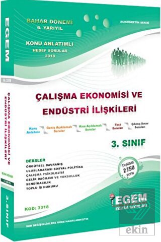 3. Sınıf Çalışma Ekonomisi ve Endüstri İlişkileri