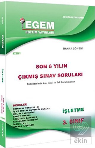 3. Sınıf İşletme Çıkmış Sınav Soruları (2012-2018)