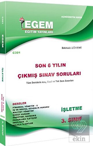 3. Sınıf İşletme Çıkmış Sınav Soruları (2012-2018)