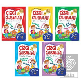 4-5 Yaş Çizgi Çalışmaları Seti - 5 Kitap Takım