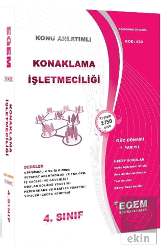 4. Sınıf 7. Yarıyıl Konaklama İşletmeciliği Hedef