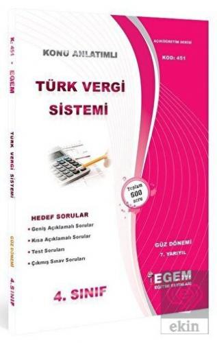 4. Sınıf 7. Yarıyıl Türk Vergi Sistemi Hedef Sorul