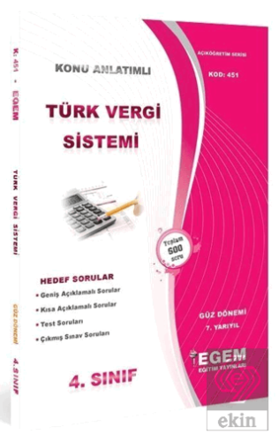 4. Sınıf 7. Yarıyıl Türk Vergi Sistemi Hedef Sorul