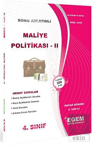4. Sınıf 8. Yarıyıl Konu Anlatımlı Maliye Politika