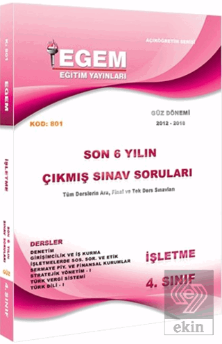 4. Sınıf İşletme Çıkmış Sınav Soruları (2012-2018)