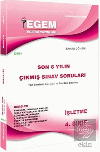 4. Sınıf İşletme Çıkmış Sınav Soruları (2012-2018)