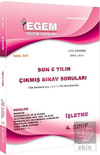 4. Sınıf İşletme Çıkmış Sınav Soruları (2012-2018)