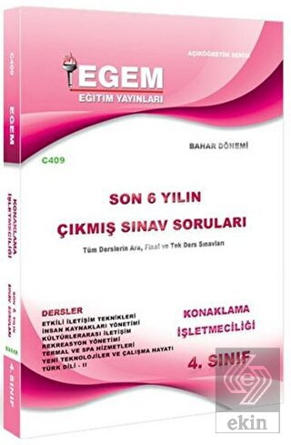 4. Sınıf Konaklama İşletmeciliği Son 6 Yılın Çıkmı