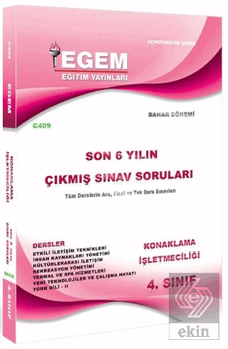 4. Sınıf Konaklama İşletmeciliği Son 6 Yılın Çıkmı