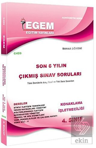 4. Sınıf Konaklama İşletmeciliği Son 6 Yılın Çıkmı
