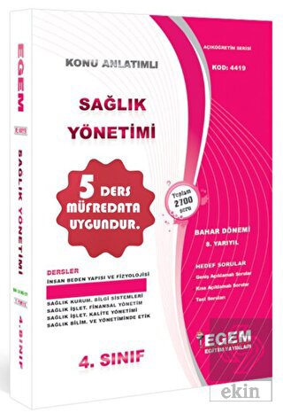 4. Sınıf Sağlık Yönetimi Konu Anlatımlı Soru Banka