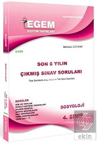 4. Sınıf Sosyoloji Bahar Dönemi Çıkmış Sınav Sorul