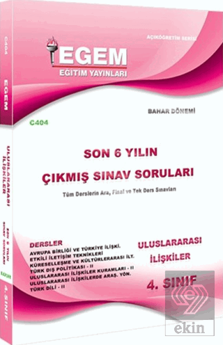 4. Sınıf Uluslararası İlişkiler Çıkmış Sınav Sorul