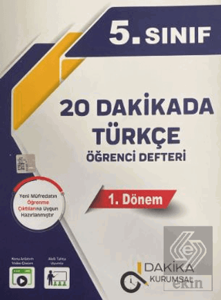 5. Sınıf Türkçe 20 Dakikada Öğrenci Defteri 1. Dönem