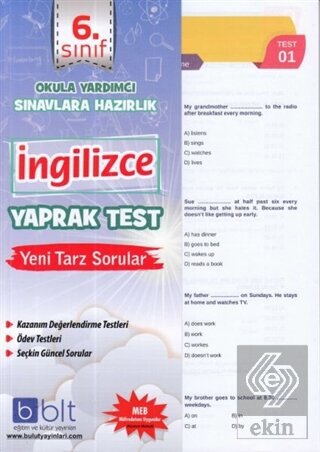 6. Sınıf İngilizce Yaprak Test