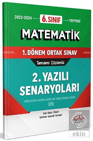6. Sınıf Matematik 1. Dönem Ortak Sınavı 2. Yazılı