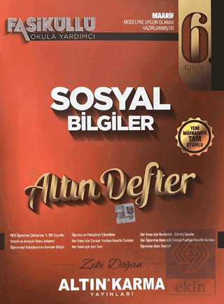 6. Sınıf Sosyal Bilgiler Altın Defter Zeki Doğan Altın Karma Yayınları
