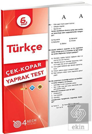 6. Sınıf Türkçe Çek Kopar Yaprak Test