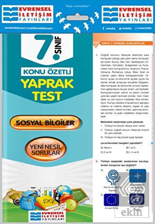 7. Sınıf Sosyal Bilgiler Konu Özetli Yaprak Test E